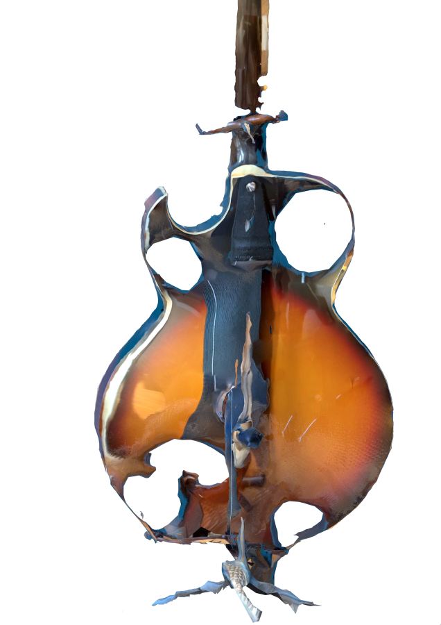 An intentionaly glitching 3D scan of a guitar