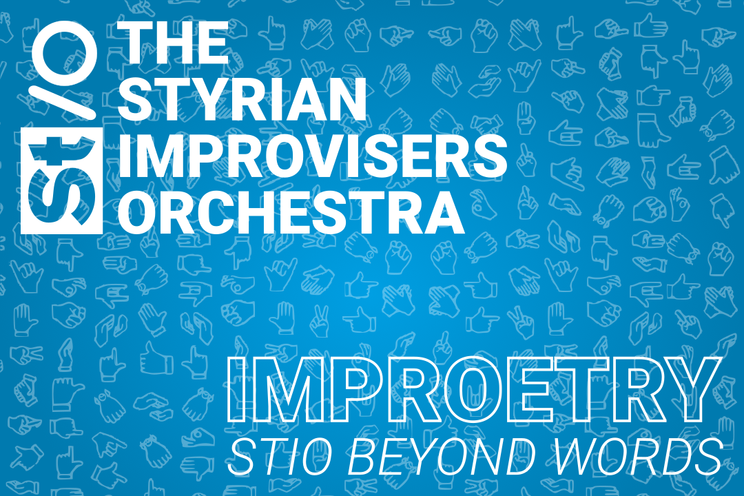 Grafik Konzert STIO Orchestra 01.12.2025 IMPROETRY STIO beyond words Stockwerk Graz/AT